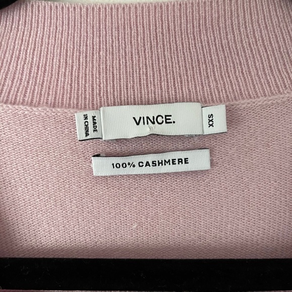Vince XXS Pointelle Trim V Neck Cashmere Sweater - Picture 6 of 11